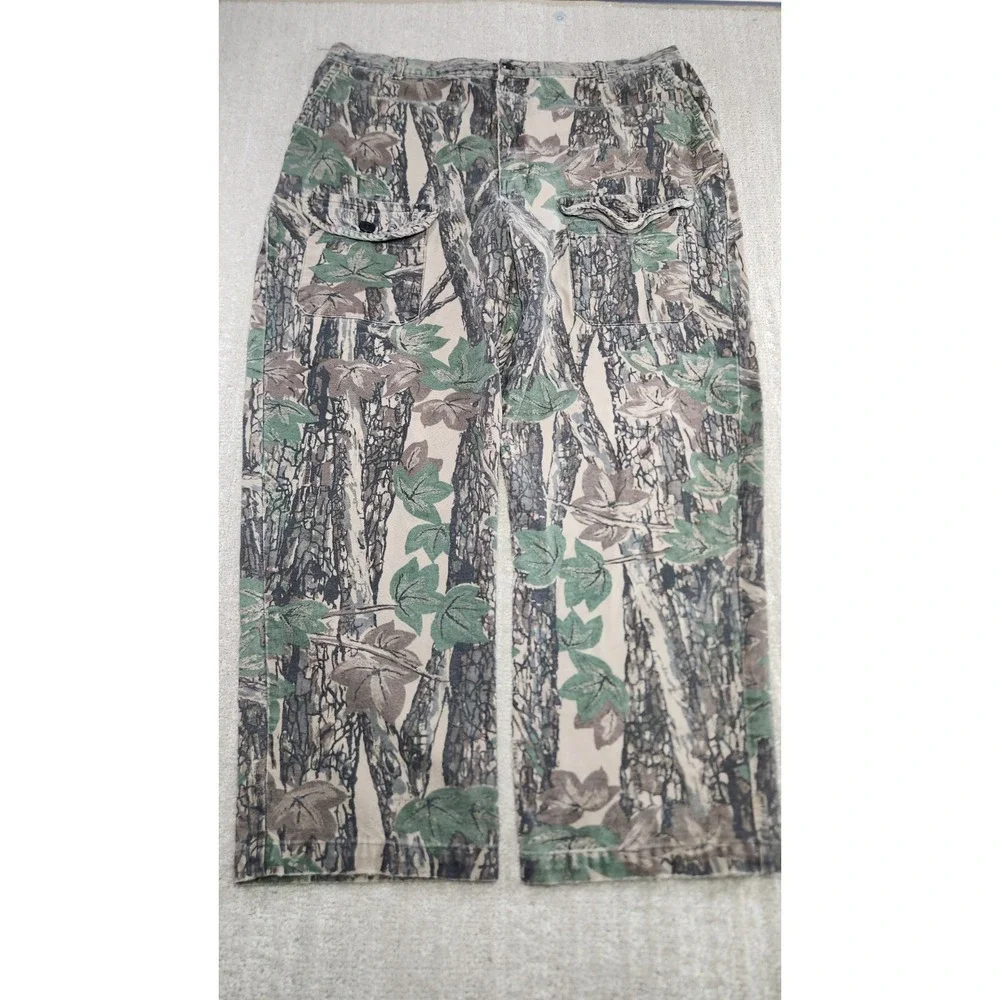 Vintage Camo Cargo Pants Men 36x30 Trebark Camouflage Front Pocket‎ Canvas Baggy